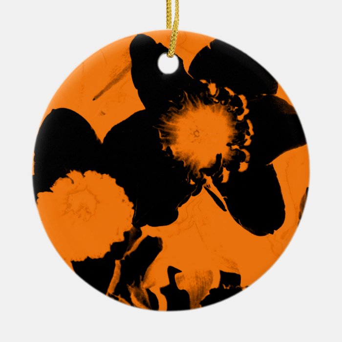 Orange and Black Daffodils Christmas Ornaments