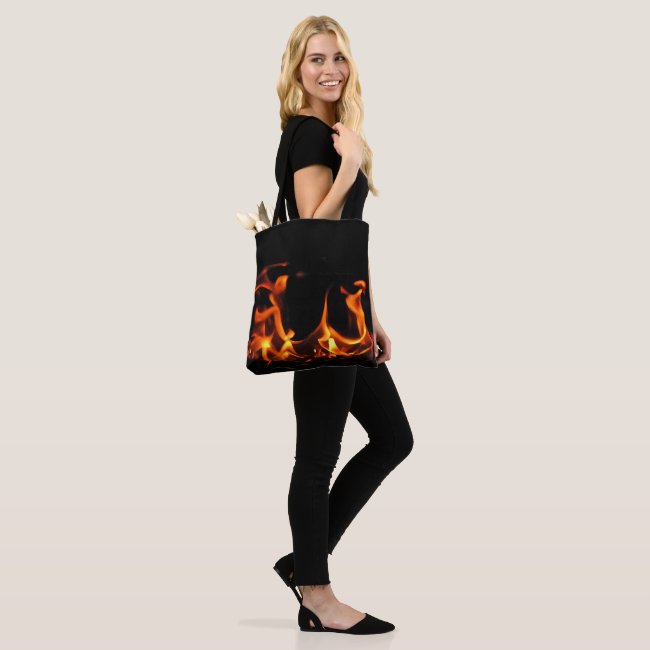 Orange and Black Dancing Fire Flames Tote Bag