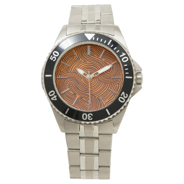 Orange and Black Design Dial Watch (Front)