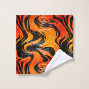 Orange and Black Design Wash Cloth
