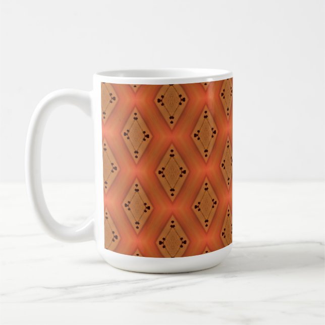 Orange and Black Diamond Geometric Patterned Coffee Mug (Left)