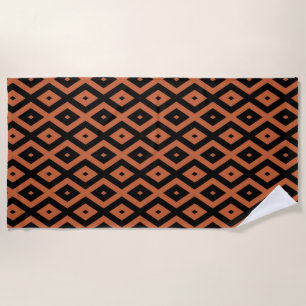 Orange and black diamond pattern beach towel