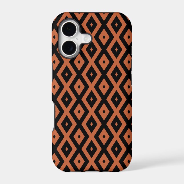 Orange and black diamond pattern iphone case (Back)