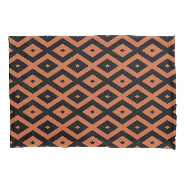 Orange and black diamond pattern pillow case (Front)