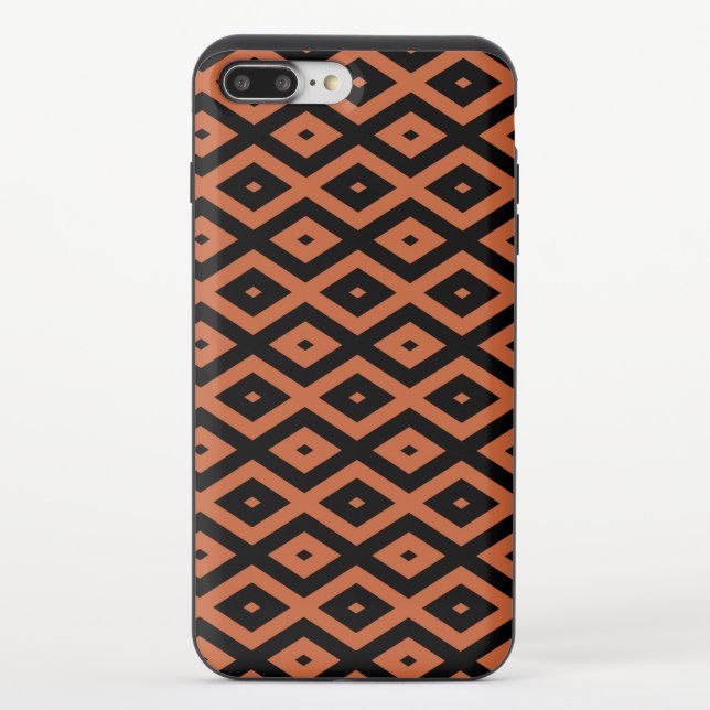 Orange and black diamond pattern uncommon iPhone case (Back)