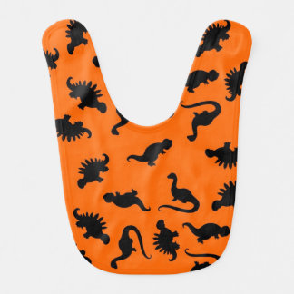 Orange and Black Dinosaurs Bib