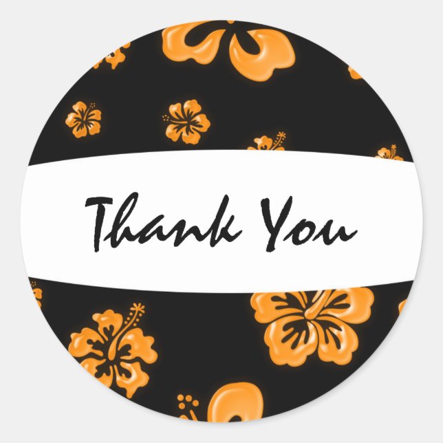 Orange and Black Elegant Hibiscus Floral Sticker (Front)