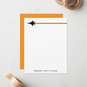 Orange and Black F-15 Personal Stationery Note Card