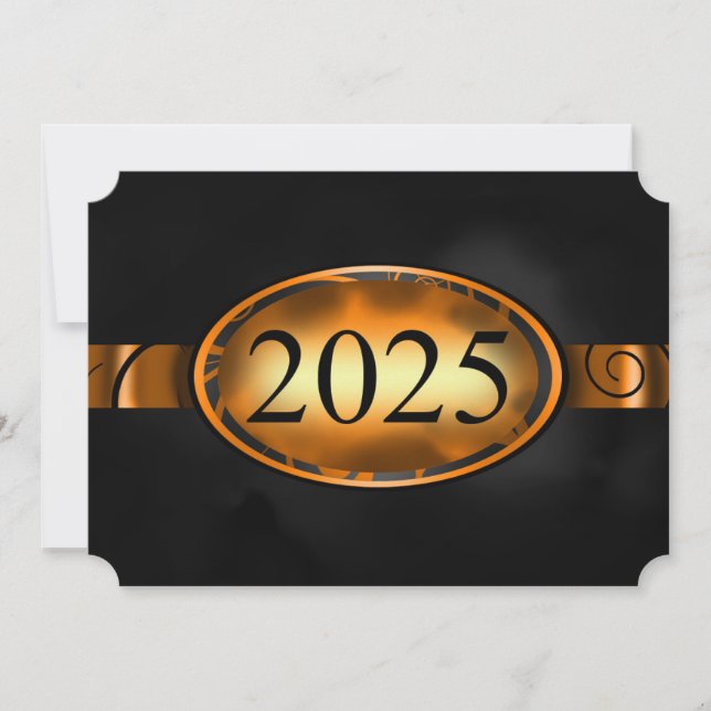 Orange and Black Floral Button 2025 Card (Front)