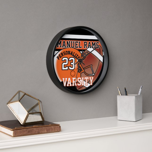 Orange and Black Football Jersey | EDITABLE Clock (Office)
