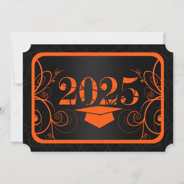 Orange and Black Frame Graduation Invitation (Front)
