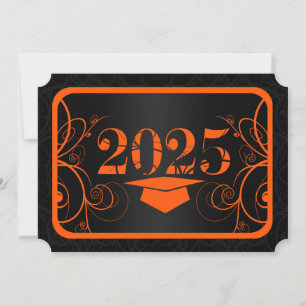 Orange and Black Frame Graduation Invitation