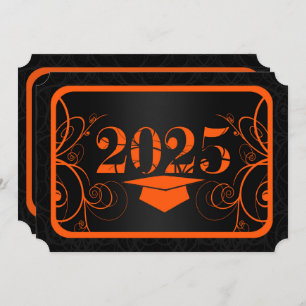 Orange and Black Frame Graduation Party Invitation