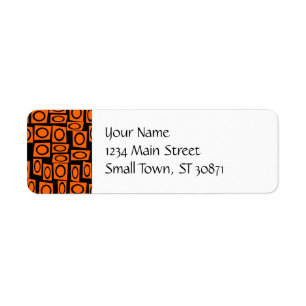 Orange and Black Fun Circle Squares Pattern Gifts Label