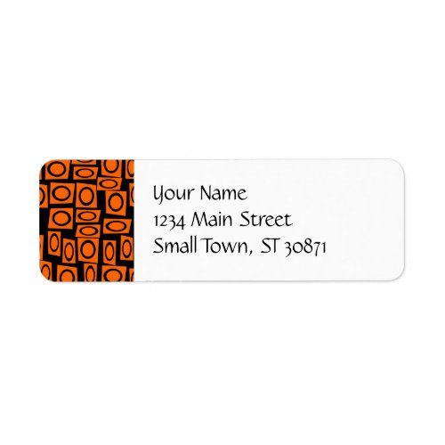 Orange and Black Fun Circle Squares Pattern Gifts Label