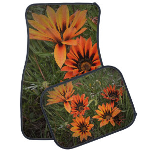 Orange and Black Gazanias Car Mats
