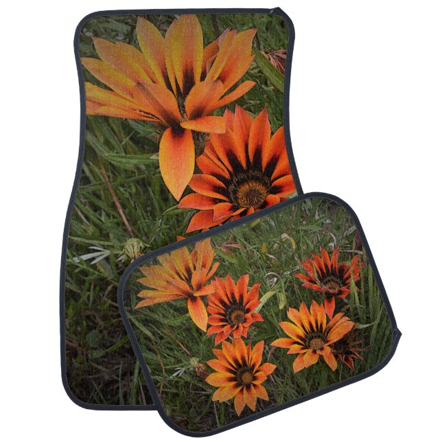 Orange and Black Gazanias Car Mats (Set)