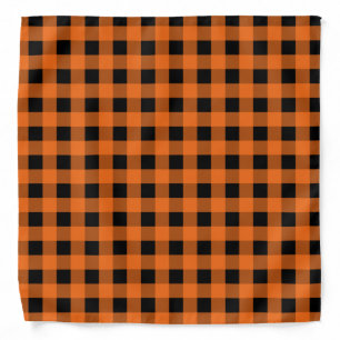 Orange and Black Gingham Bandana