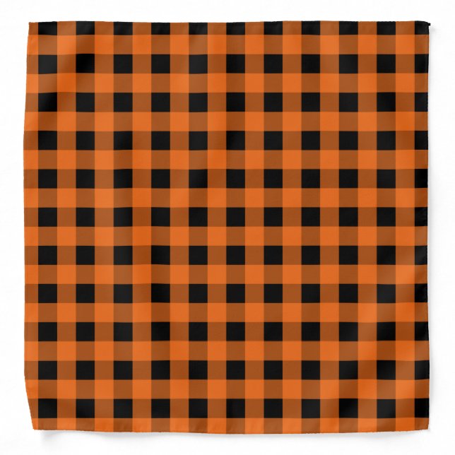 Orange and Black Gingham Bandana (Front)