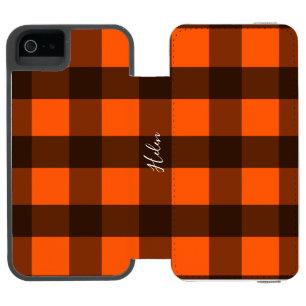 Orange and Black Gingham iPhone SE/5/5s Wallet Case