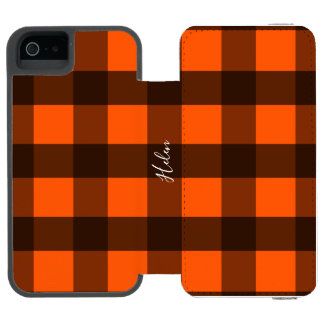 Orange and Black Gingham iPhone SE/5/5s Wallet Case