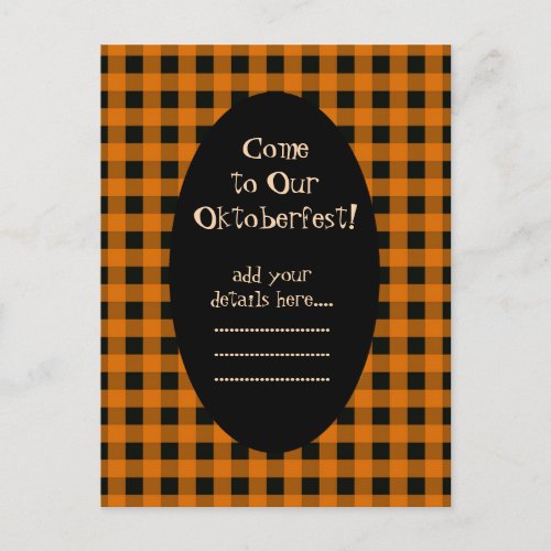 Orange and Black Gingham Oktoberfest Invitation