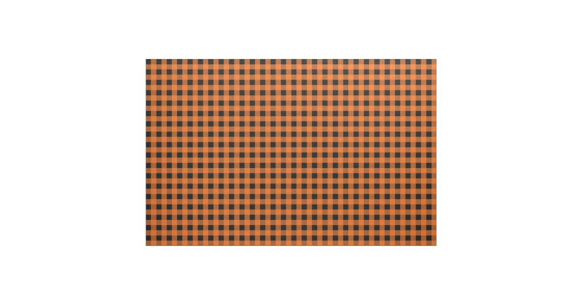 Orange and Black Gingham Pattern Fabric