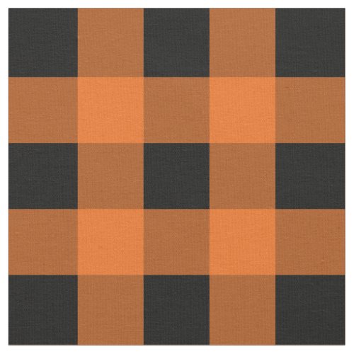 Orange and Black Gingham Pattern Fabric