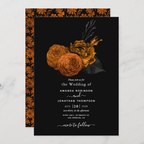Orange and Black Gothic Wedding Invitation
