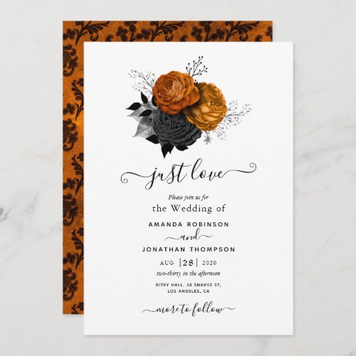Orange and Black Gothic Wedding Invitation