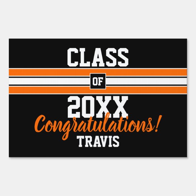 Orange and Black Graduation Congratulations Sign (Front)