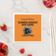 Orange And Black Graduation Napkins Zazzle