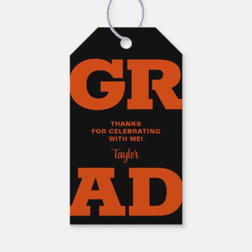 Orange and Black Graduation Party Favor Gift Tags