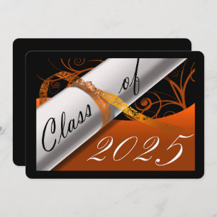 Orange and Black Graduation Party Invitation