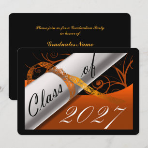 Orange and Black Graduation Party Invitation