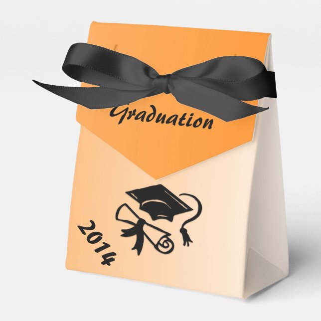 Orange and Black Graduation Personalized Favor Box (Front Side)