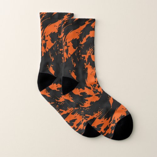 Orange and Black Graffiti Splatter Socks