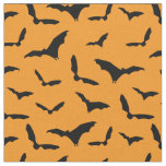 Orange and Black Halloween Bats Patterned Fabric
