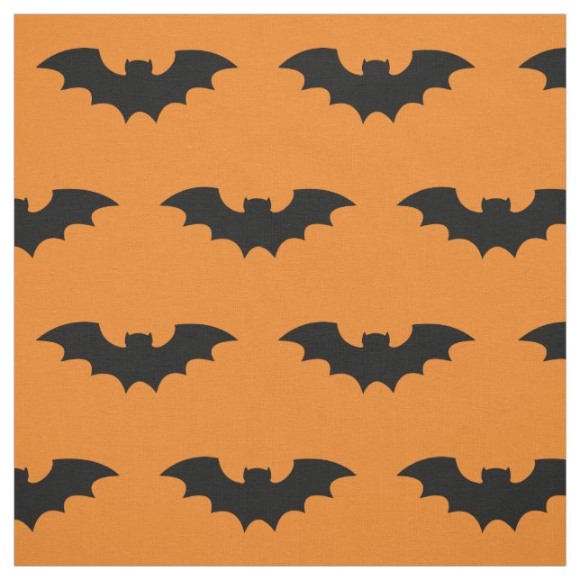 Orange and black Halloween fabric with bat wings (Swatch)