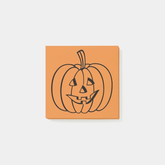 Orange and Black Halloween Jack-O-Lantern Pumpkin Post-it Notes (Front)