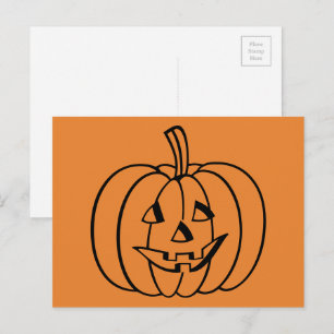 Orange and Black Halloween Jack-O-Lantern Pumpkin Postcard