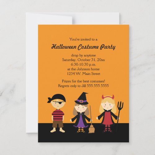 Orange and Black Halloween Kids Costume Party Invitation