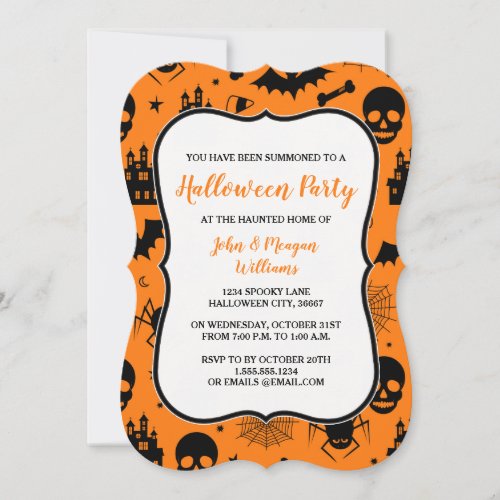 Orange and Black Halloween Party Invitation