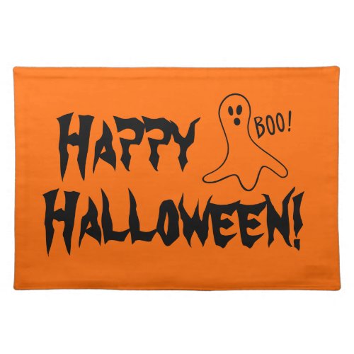 Orange and black Halloween placemat  spooky ghost