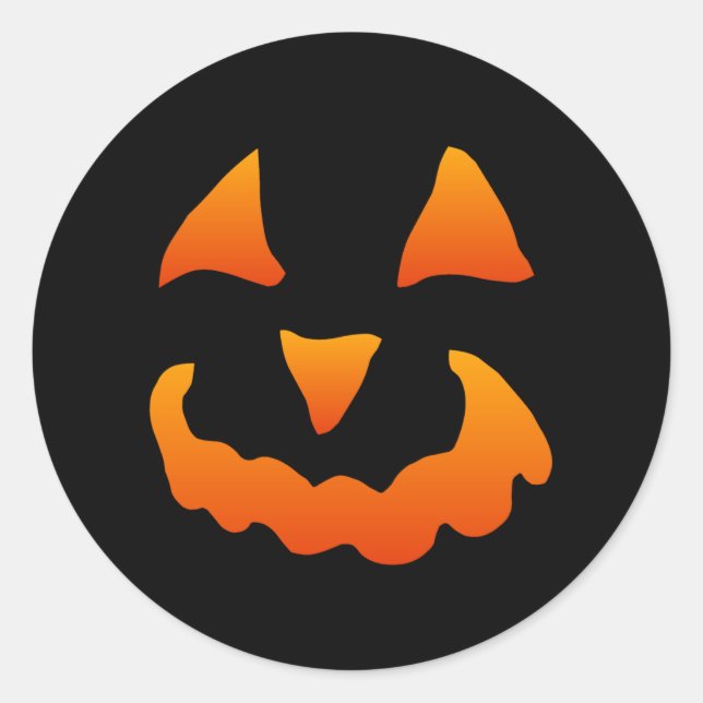 Orange and Black Halloween Pumpkin Classic Round Sticker (Front)