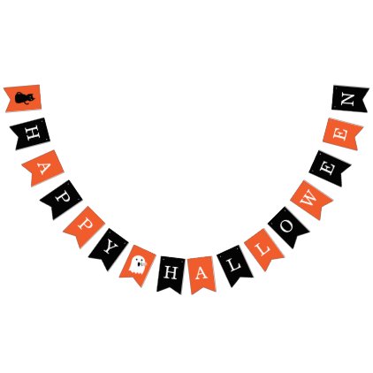 Orange and Black Happy Halloween Bunting Banner