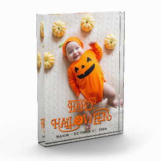 Orange and Black Happy Halloween Photo Block