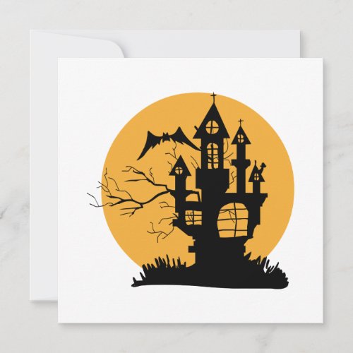 Orange and Black Haunted House Halloween Invitation