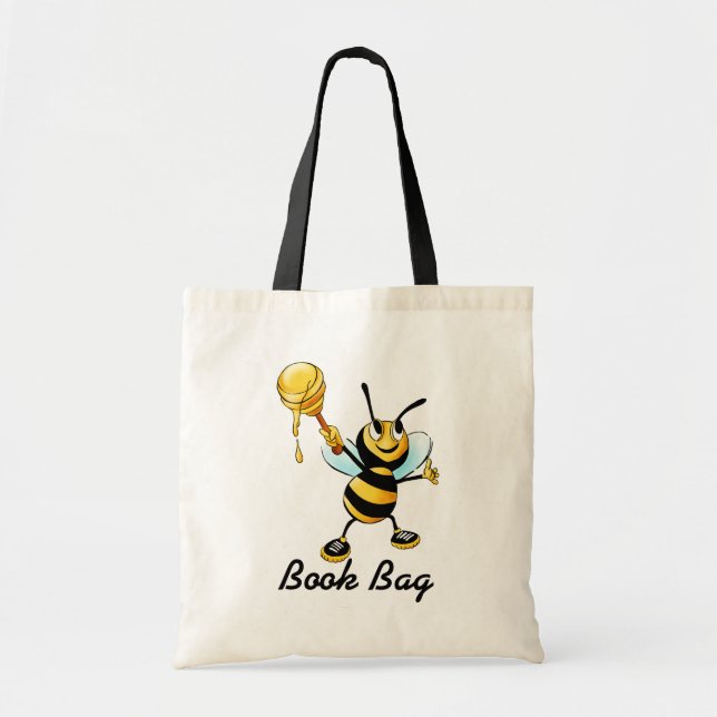 Orange and black honey bee tote bag (Front)