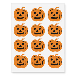 Orange and Black Jack-O-Lantern Halloween Pumpkins Temporary Tattoos